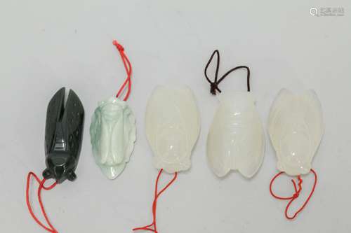 5 Pieces of Chinese Glass & Jade Carving