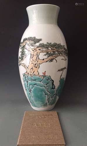 Chinese Famille Rose Porcelain Vase, Marked