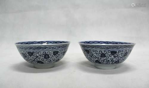 Pair of Chinese Blue/White Porcelain Bowl