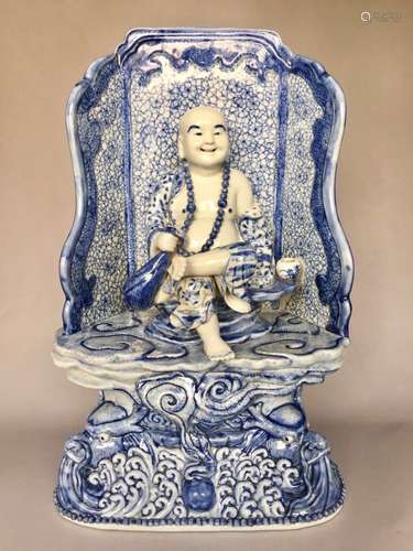 20th C. Chinese Blue/White Figure, Marked