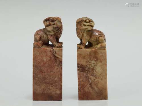 Pair of Chinese Soapstone Seal