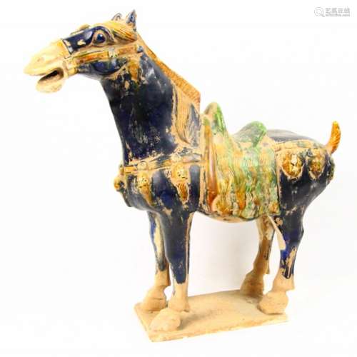 Tang Dynasty Sancai Glazed Tri-Colored Porcelain Horse Circa 907 AD