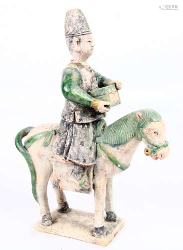 Ming Dynasty Terracotta Tomb Attendant Horse & Rider W/Treasure Box *Rare* W/Thermoluminecence Report