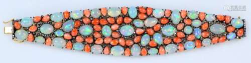 55.00ctw Genuine African Opal, 2.50ctw Diamond & 40.25ctw Coral 1.5