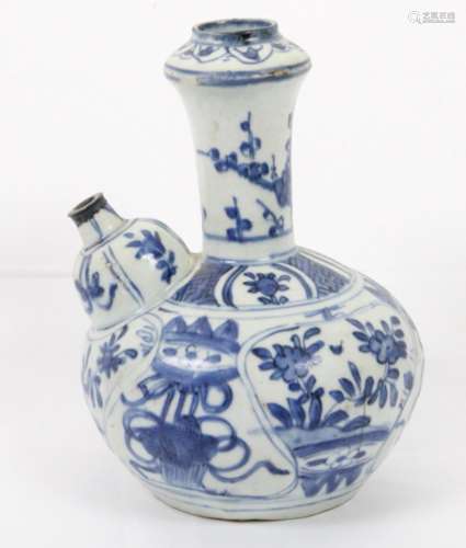 Ming Period Vietnamese Blue & White Porcelain Kendi W/Silver Rim Mammary Spout