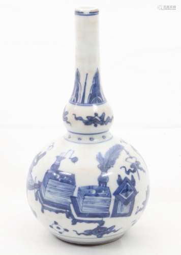 Imperial Qing Dynasty Kangxi Period Porcelain Semi-Double Gourd Vase W/Double Circle Mark