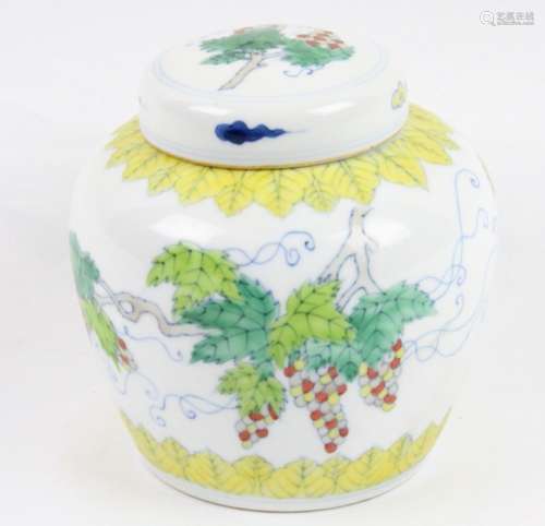 Ming Dynasty Chenghua Period Doucai Porcelain Tian Jar W/Tian Mark & Wax Export Seal