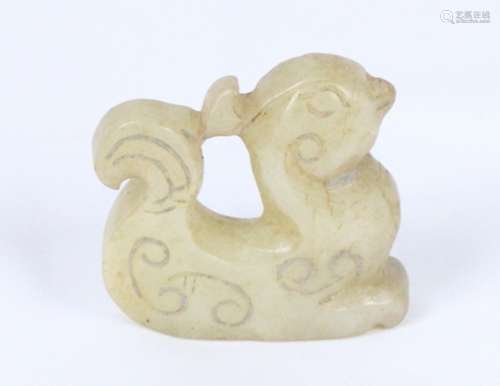 Antique Carved Mutton Fat Jade Squirrel Amulet