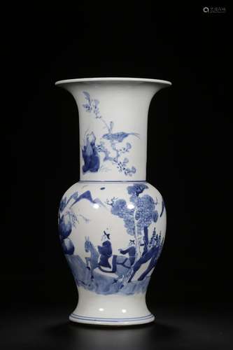 A CHINESE BLUE AND WHITE PHOENIX TAIL VASE