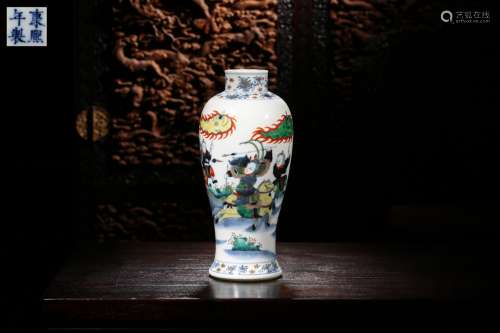 A FIGURE DECORATED DOUCAI PORCELAIN VASE