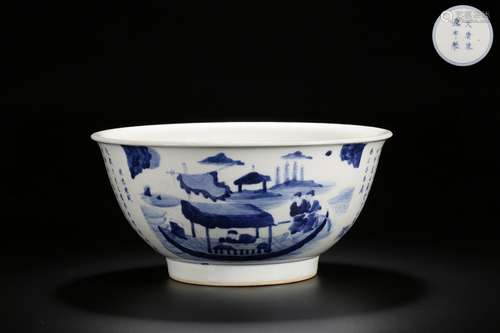 A CHINESE BLUE AND WHITE BOWL