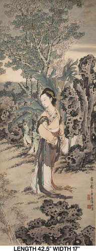 A SCROLL PAINTING OF CHINESE BEAUTY