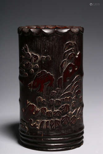 A CHINESE BAMBOO BRUSH POT