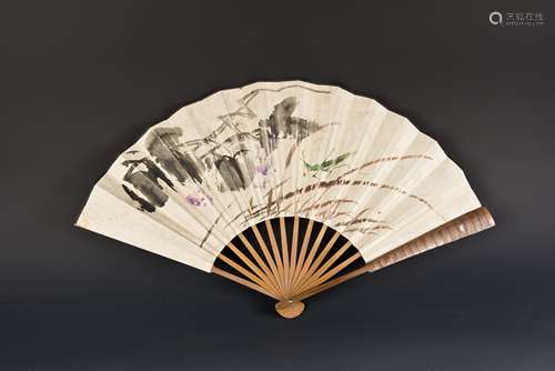 A CHINESE CALLIGRAPHY AND PAINTING FAN