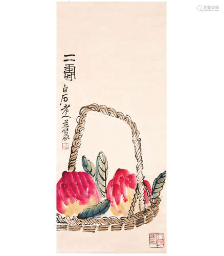 A Chinese Hanging Scroll Painting of peach