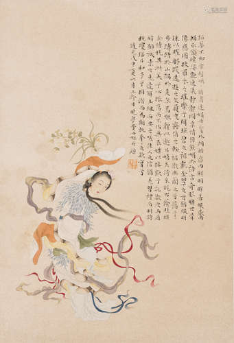 A CHINESE SCROLL PAINTING OF BEAUTY, AFTER FEI DAN