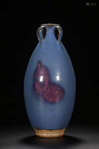 A JUNYAO PURPLE-SPLASHED BLUE-GLAZED VASE