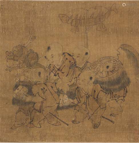 A CHINESE SCROLL PAINTING OF FIGURE