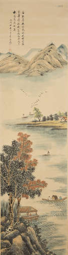 A CHINESE SCROLL PAINTING OF LANDSCAPE