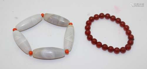 2 AGATE BRACELETS