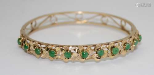 14K GOLD JADEITE BANGLE