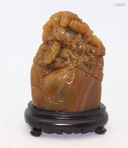 SOAP STONE SCULPTURES WITH WOOD BASE