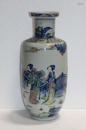 BLUE AND WHITE, FAMILLE ROSE PORCELAIN VASE