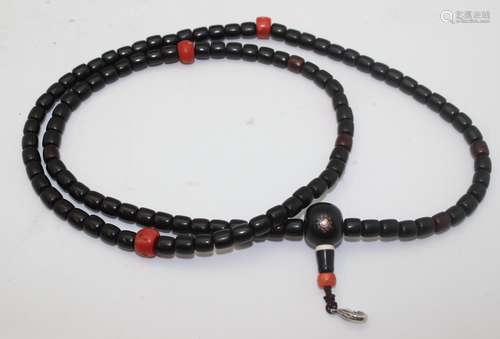 OLD ZITAN AND CORAL PRAYER BEADS