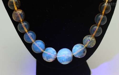 BLUE AMBER BRACELET AND NECKLACE