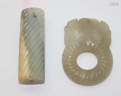 2 ANTIQUE JADE CARVING