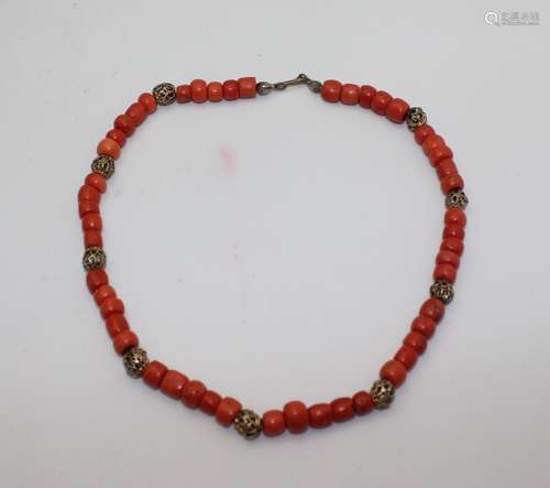 ANTIQUE TIBETAN CORAL NECKLACE