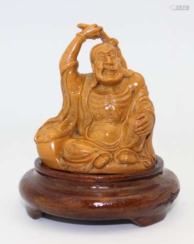 SOAP STONE SCULPTURE WITH WOOD BASE