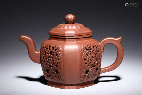 FENG GUILIN: YIXING ZISHA OPENWORK TEAPOT