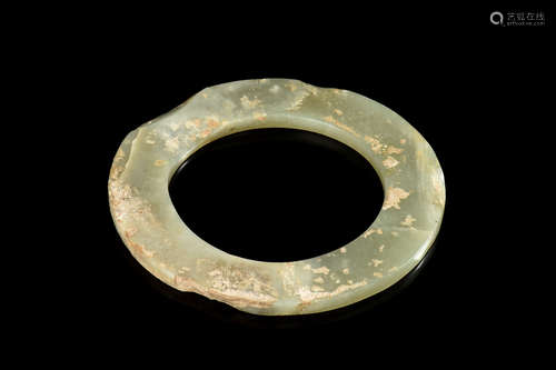 LONGSHAN CULTURE CELADON JADE DISC, BI