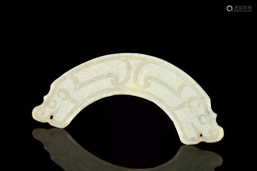 JADE CARVED 'MYTHICAL BEAST' ORNAMENT, HUANG