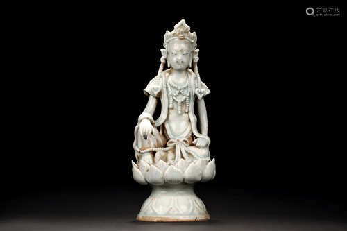 CELADON GLAZED GUANYIN FIGURE