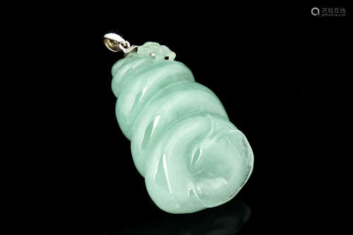 ICY JADEITE CARVED SPIRAL PENDANT WITH GIA CERTIFICATE