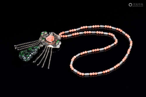 ANGEL-SKIN CORAL PENDANT AND NECKLACE