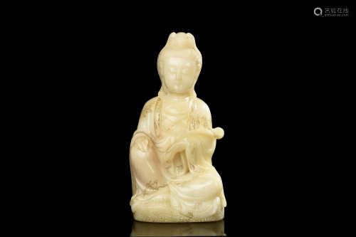 FURONG SOAPSTONE CARVED GUANYIN FIGURE