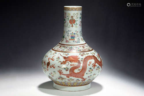 FAMILLE ROSE 'DRAGON AND PHOENIX' VASE