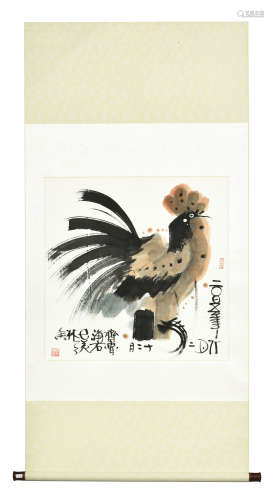 HAN MEILIN: INK AND COLOR ON PAPER PAINTING 'ROOSTER'