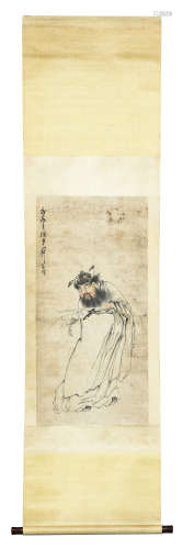 HUANG SHEN: INK AND COLOR ON PAPER PAINTING 'ZHONG KUI'