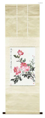 WANG XUETAO: INK AND COLOR ON PAPER PAINTING 'FLOWERS'