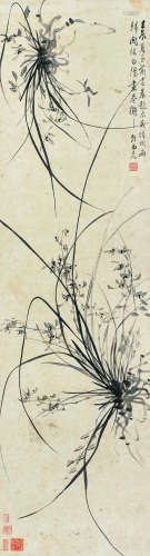 郭尚先 壬辰（1832）年作 双兰竞芳 镜片 水墨纸本