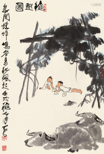 李可染 壬戌（1982）年作 秋趣图 镜片 设色纸本
