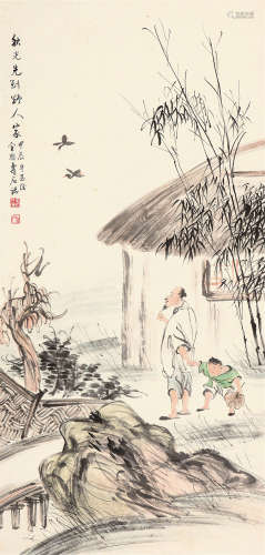 金寿石 甲辰（1904）年作 秋光先到野人家 立轴 设色纸本