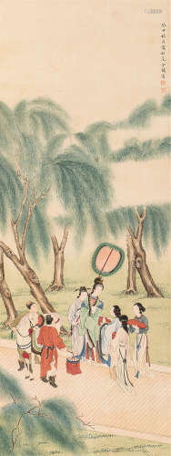 范金镛 癸丑（1913）年作 春游图 立轴 设色绢本