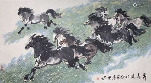 Liu Jirong (b. 1931)  Galloping Horses