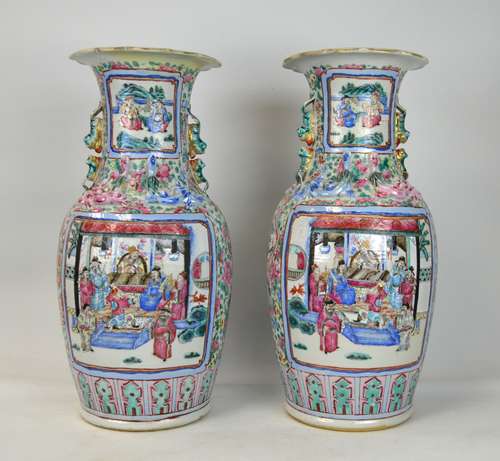 Pr Chinese Famille Rose Vases