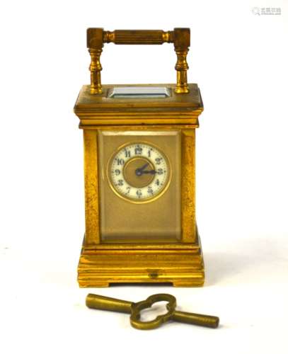 French Carriage Bronze Clock with Key